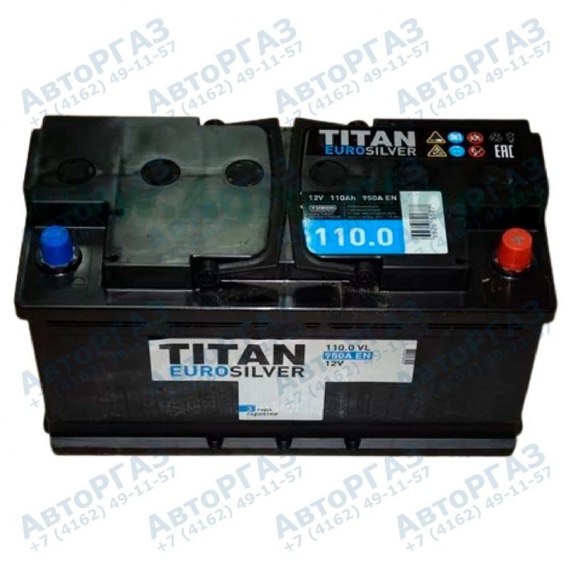 Аккумулятор "TITAN" STANDART 100 Ah, 12V пуск.ток 820 А прямая полярность (+ ; -), арт. 4607008888027