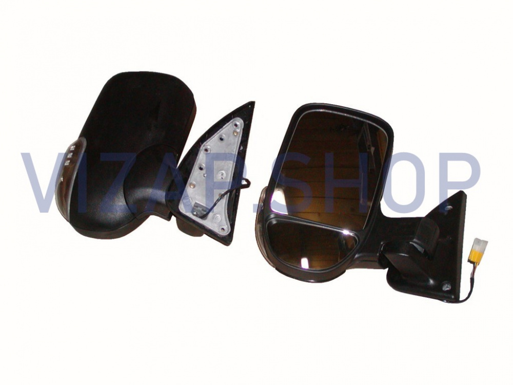 Зеркала заднего вида Газель Бизнес (повторитель, обогрев, ручной привод) (комплект) Черный цвет, арт. 3302.8201206-40